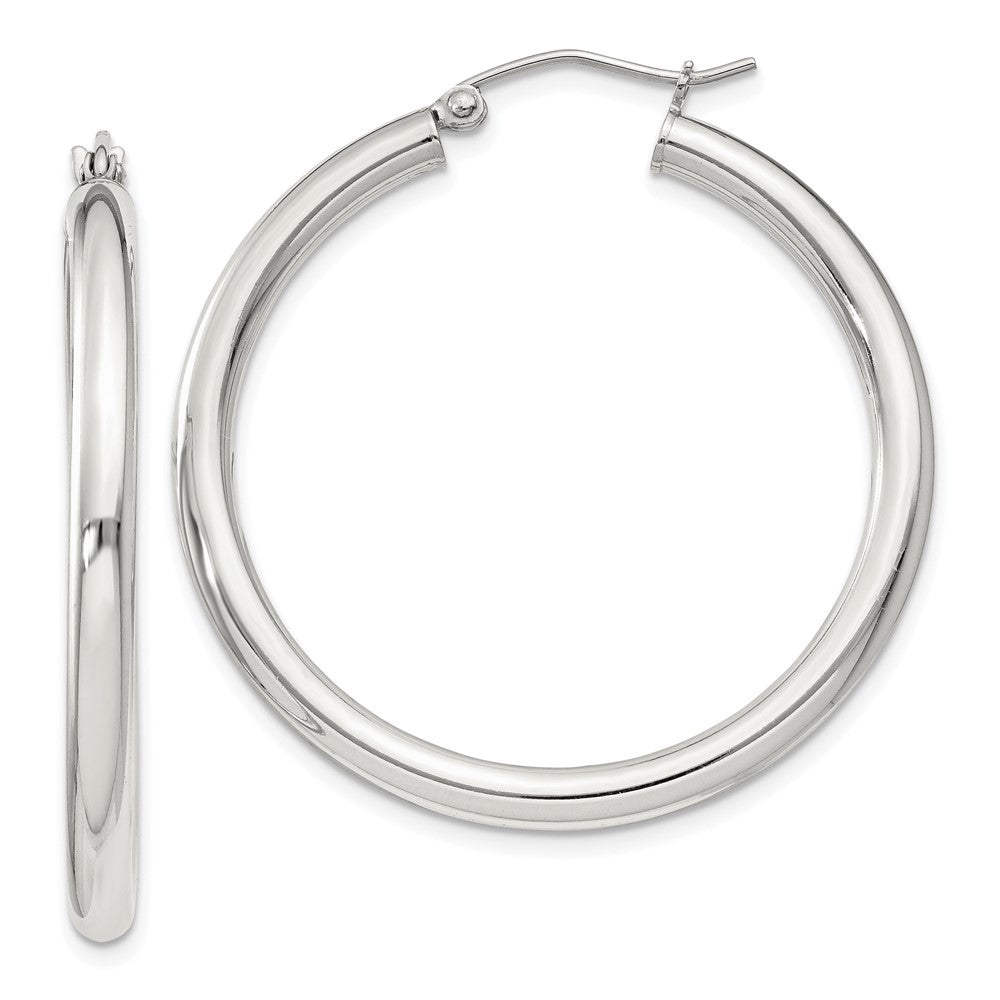 QE810SP Sterling Silver 3mm Round Hoop Earrings