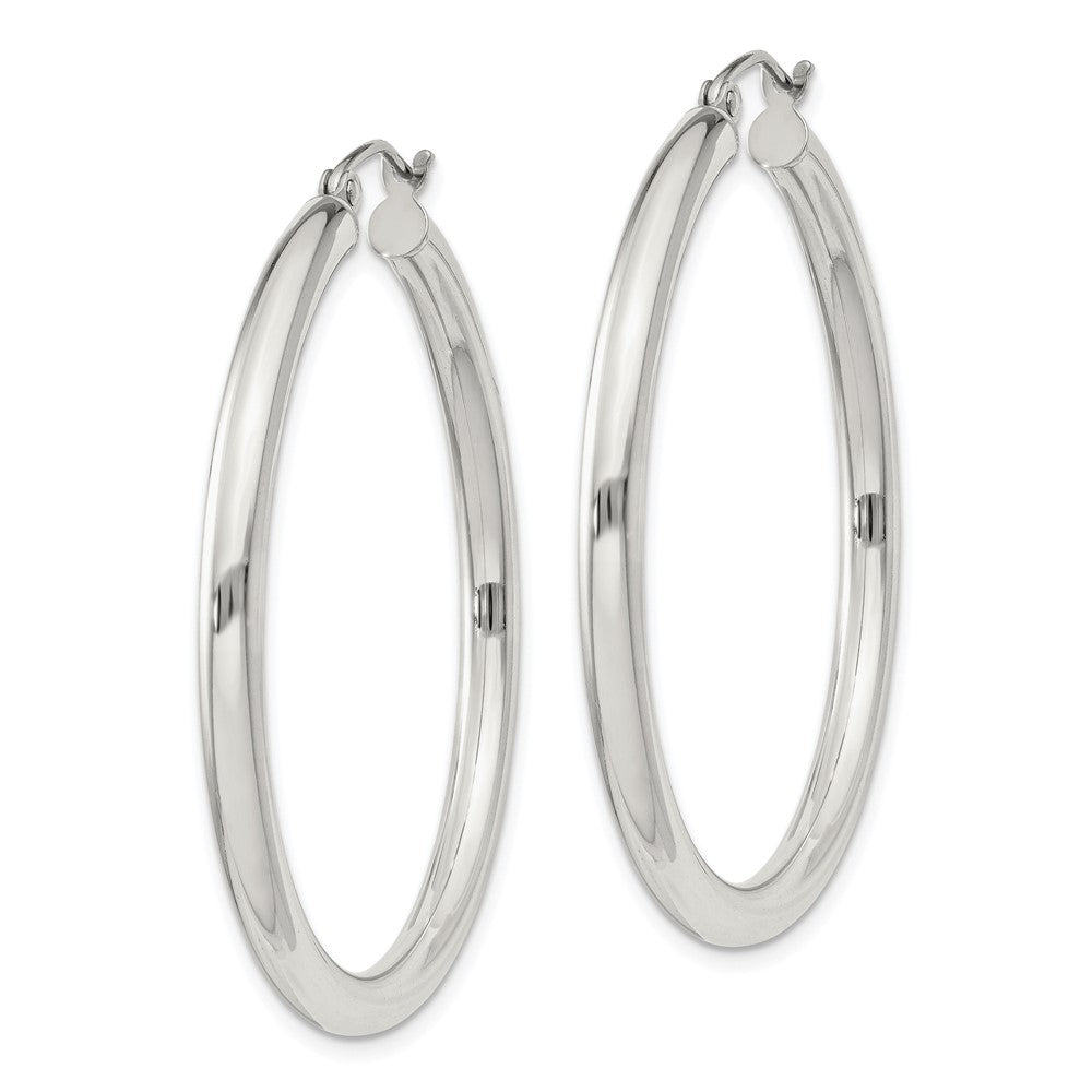 QE811SP Sterling Silver 3mm Round Hoop Earrings