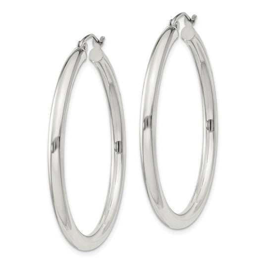QE811SP Sterling Silver 3mm Round Hoop Earrings