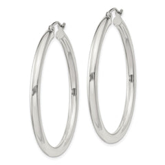 QE811SP Sterling Silver 3mm Round Hoop Earrings