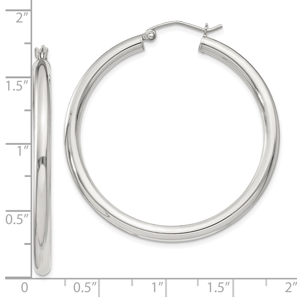 QE811SP Sterling Silver 3mm Round Hoop Earrings