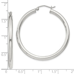 QE811SP Sterling Silver 3mm Round Hoop Earrings