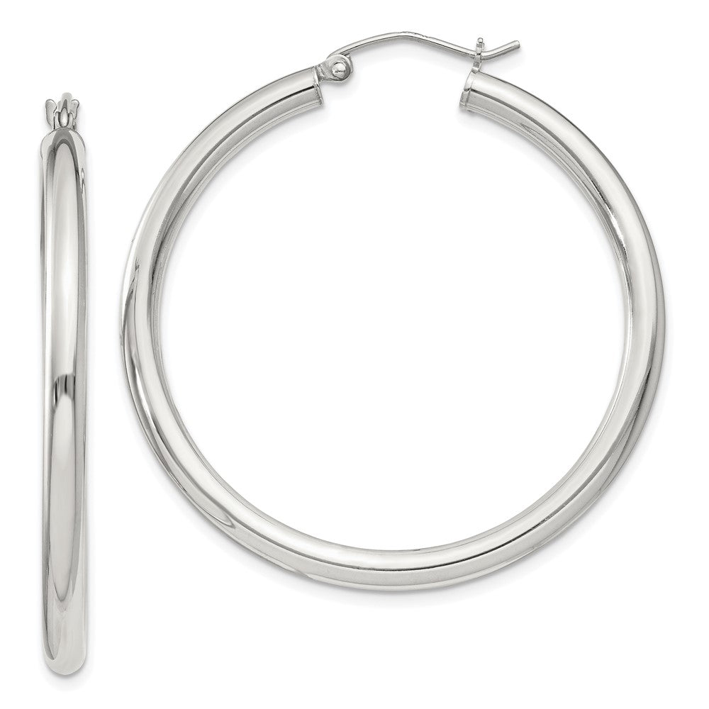 QE811SP Sterling Silver 3mm Round Hoop Earrings