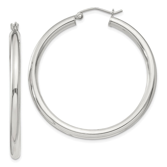QE811SP Sterling Silver 3mm Round Hoop Earrings