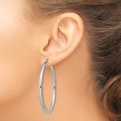 QE813 Sterling Silver Rhodium-plated 3mm Round Hoop Earrings