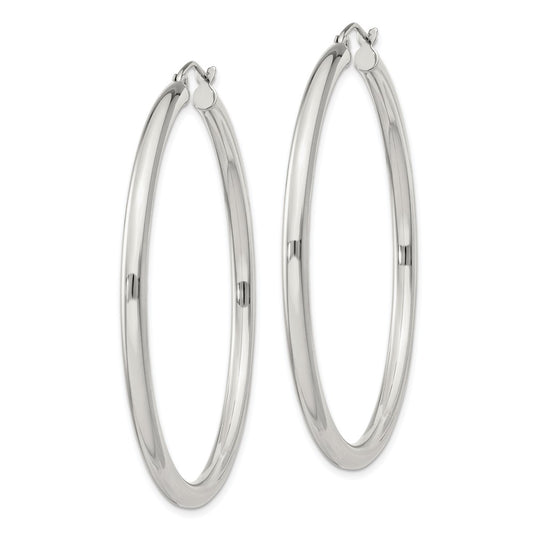 QE813SP Sterling Silver 3mm Round Hoop Earrings
