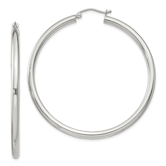 QE813SP Sterling Silver 3mm Round Hoop Earrings