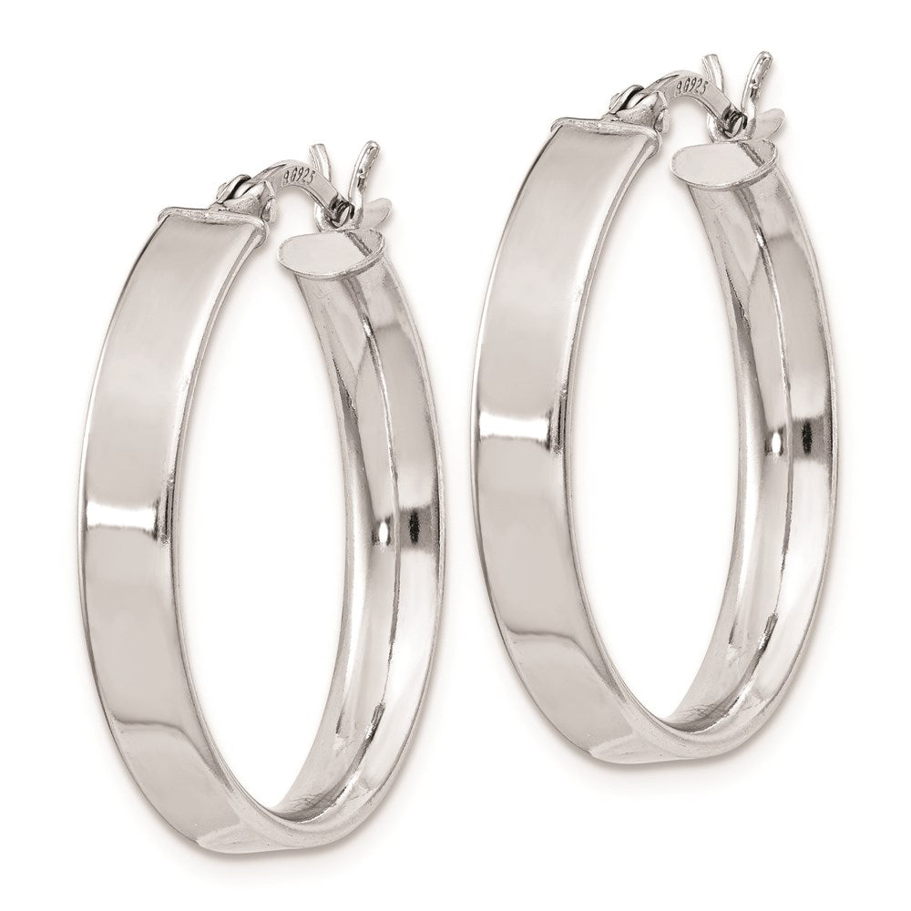 QE8144 Sterling Silver Rhodium Plated 4.25x25Hoop Earrings