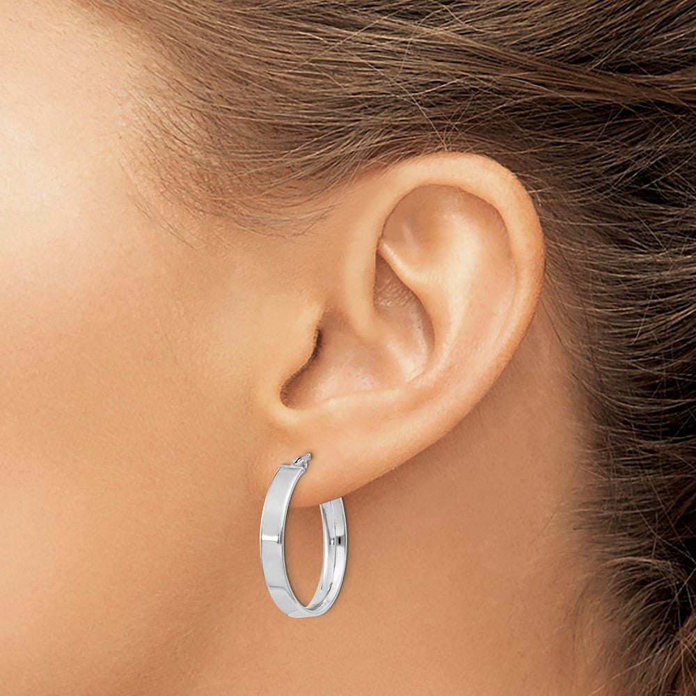 QE8144 Sterling Silver Rhodium Plated 4.25x25Hoop Earrings