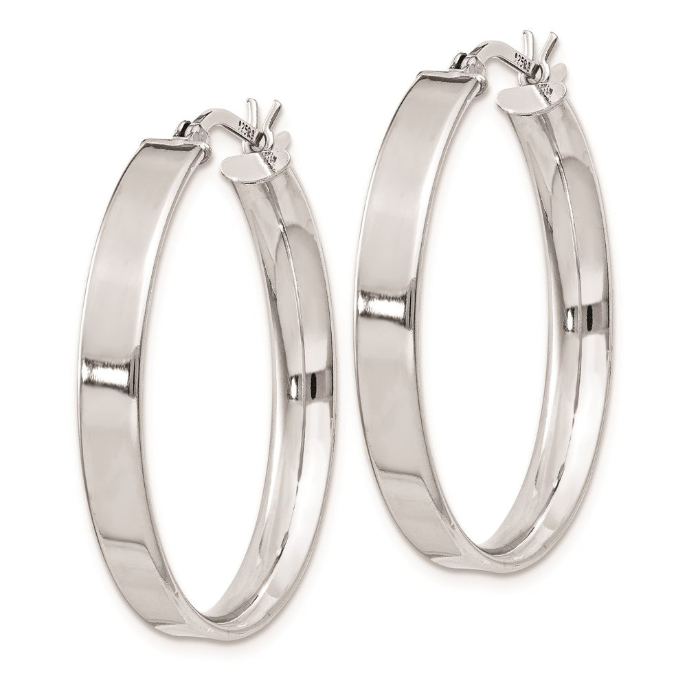 QE8145 Sterling Silver Rhodium Plated 4.25x30 Hoop Earrings