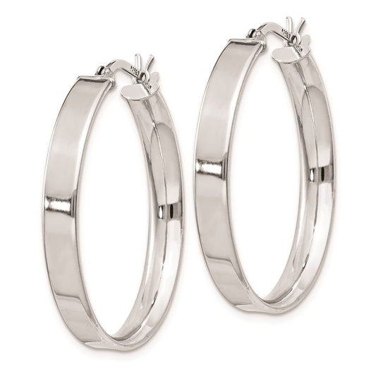 QE8145 Sterling Silver Rhodium Plated 4.25x30 Hoop Earrings
