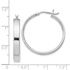 QE8145 Sterling Silver Rhodium Plated 4.25x30 Hoop Earrings