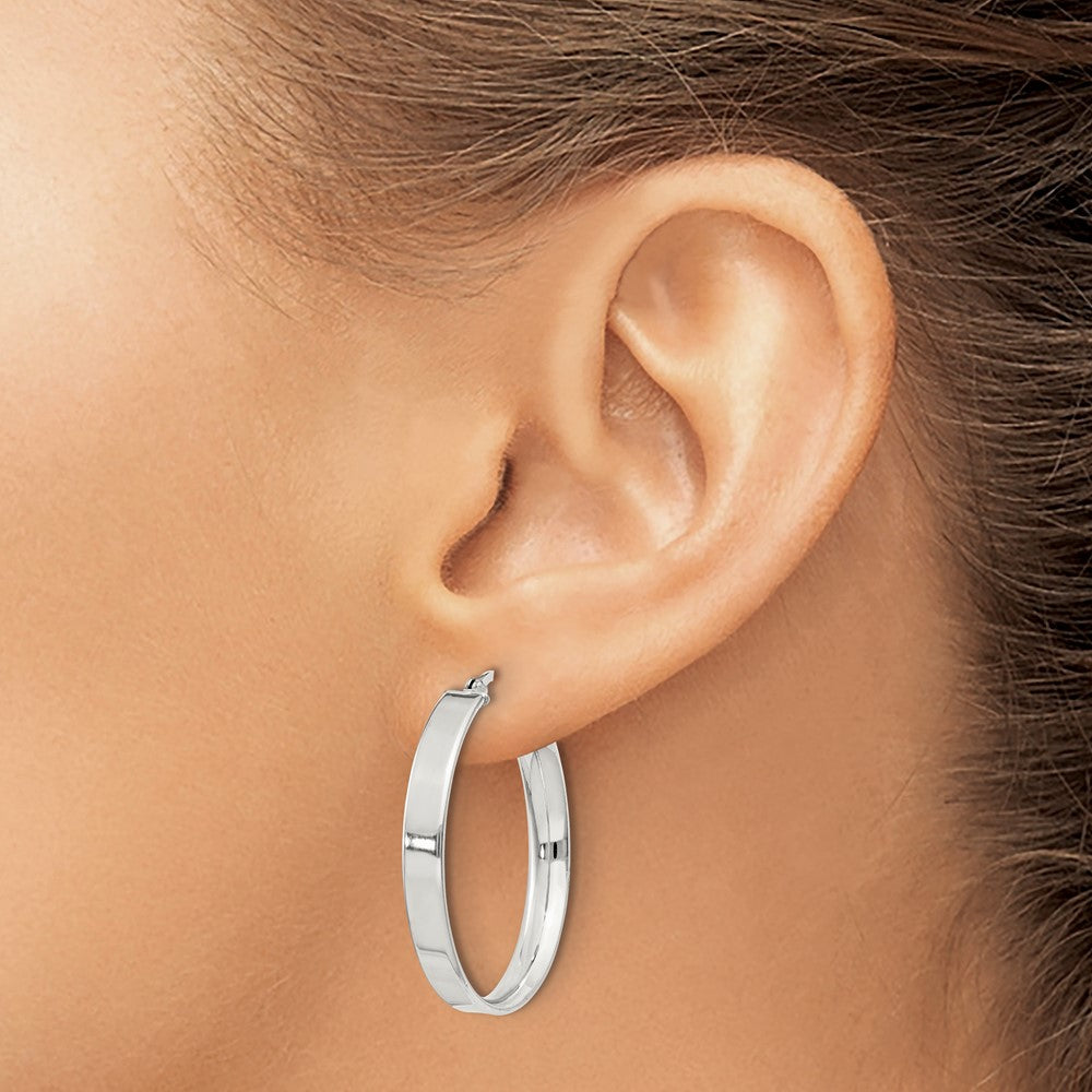QE8145SP Sterling Silver 4.25x30 Hoop Earrings