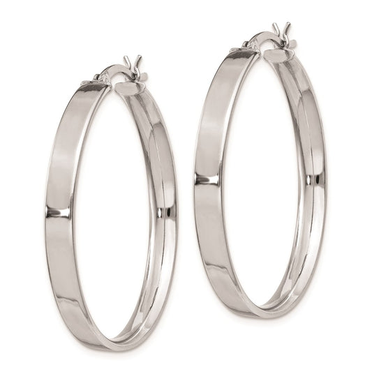 QE8146 Sterling Silver Rhodium Plated 4.25x35 Hoop Earrings
