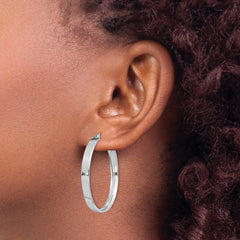 QE8146 Sterling Silver Rhodium Plated 4.25x35 Hoop Earrings