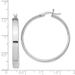 QE8146 Sterling Silver Rhodium Plated 4.25x35 Hoop Earrings