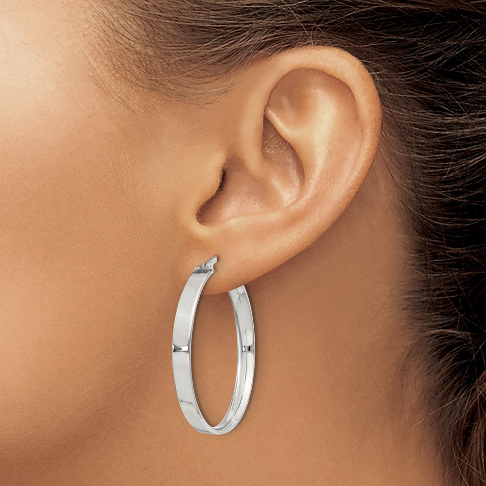 QE8146SP Sterling Silver 4.25x35 Hoop Earrings