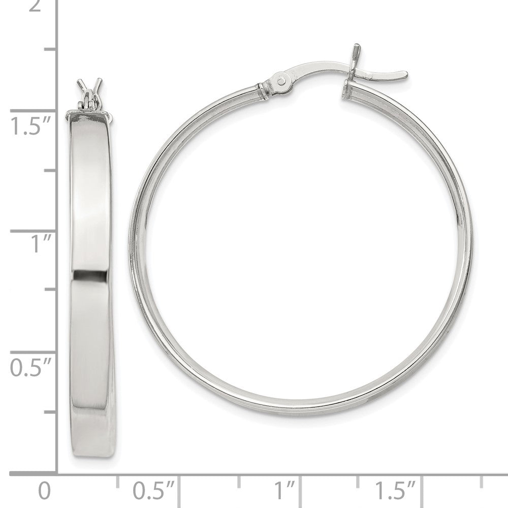 QE8146SP Sterling Silver 4.25x35 Hoop Earrings