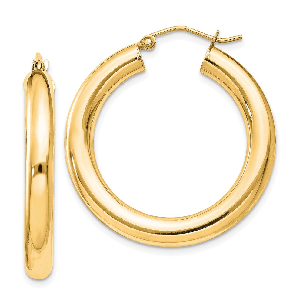 QE815GP Sterling Silver Flash Gold-plated 4mm Round Hoop Earrings