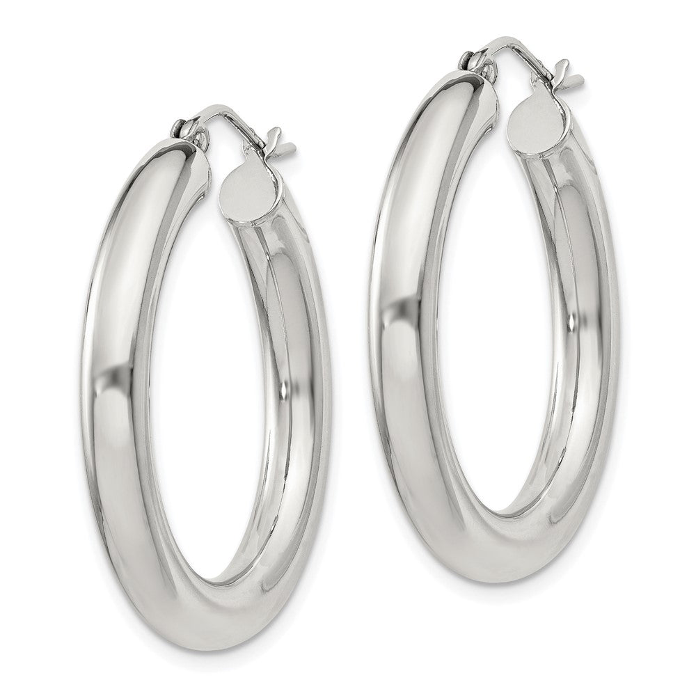 QE815SP Sterling Silver 4mm Round Hoop Earrings