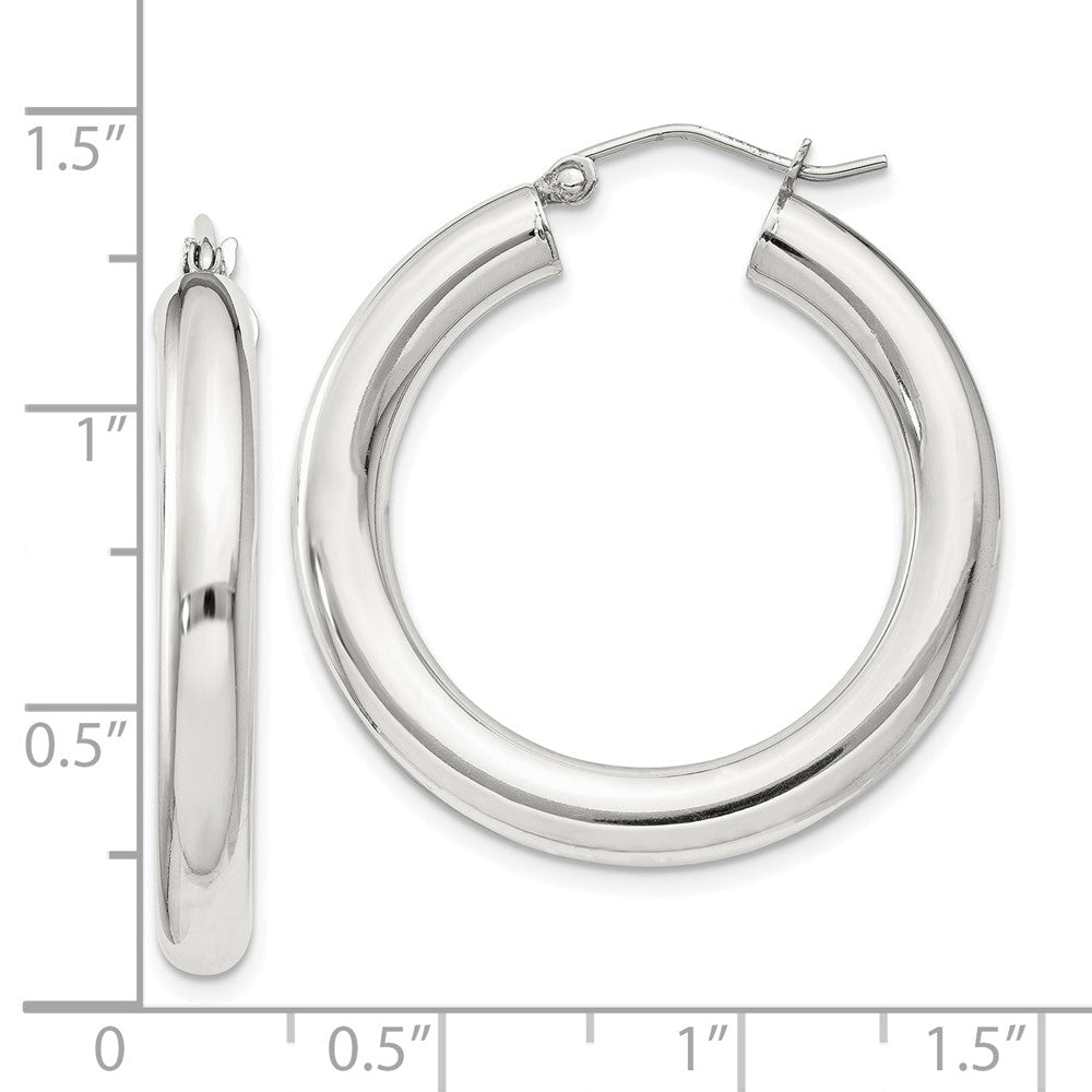 QE815SP Sterling Silver 4mm Round Hoop Earrings