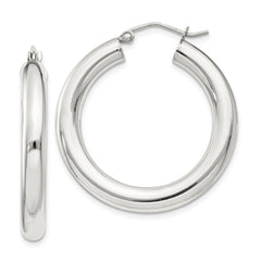 QE815SP Sterling Silver 4mm Round Hoop Earrings