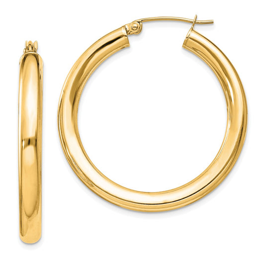 QE816GP Sterling Silver Flash Gold-plated 4mm Round Hoop Earrings