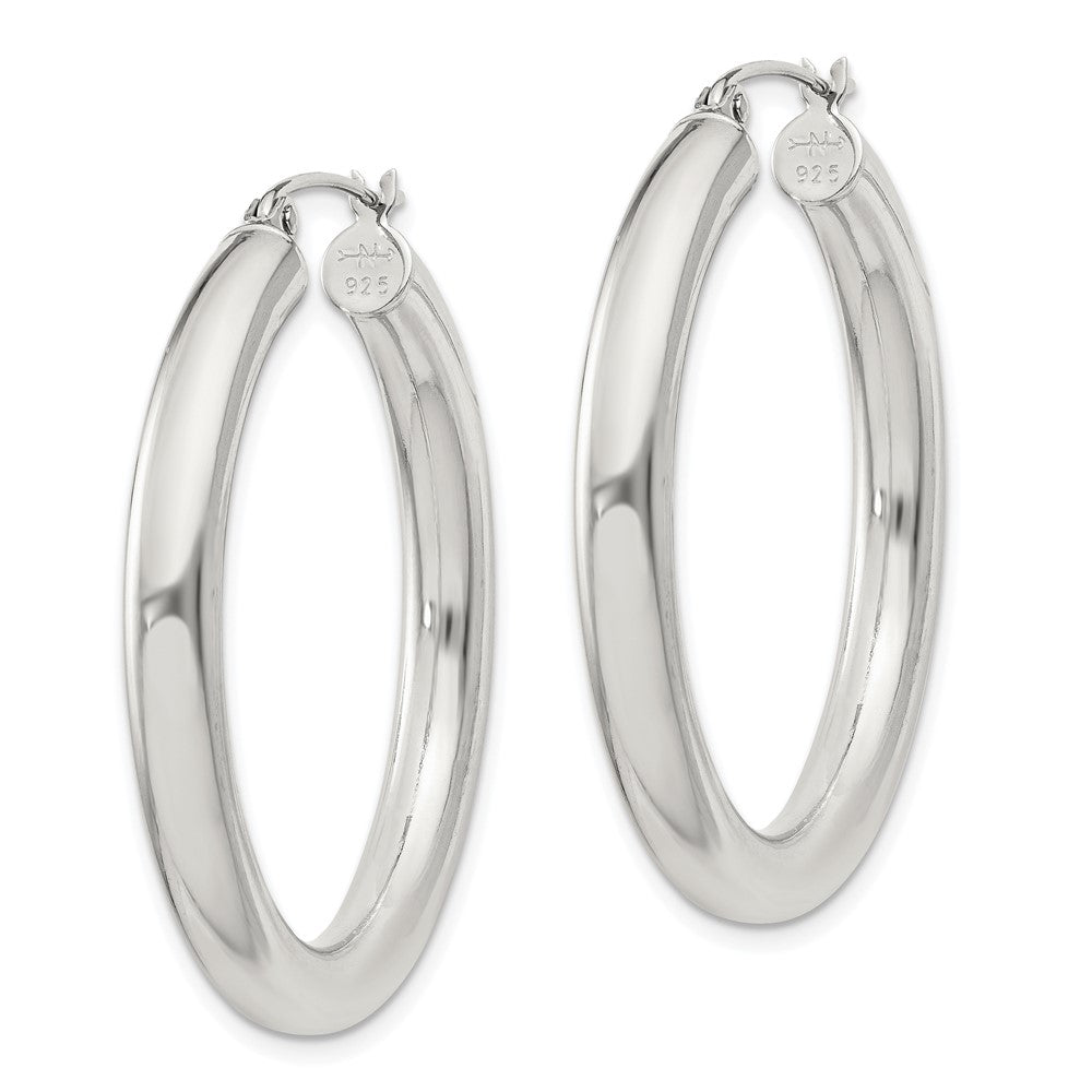 QE816SP Sterling Silver 4mm Round Hoop Earrings