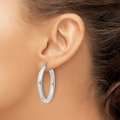 QE816SP Sterling Silver 4mm Round Hoop Earrings