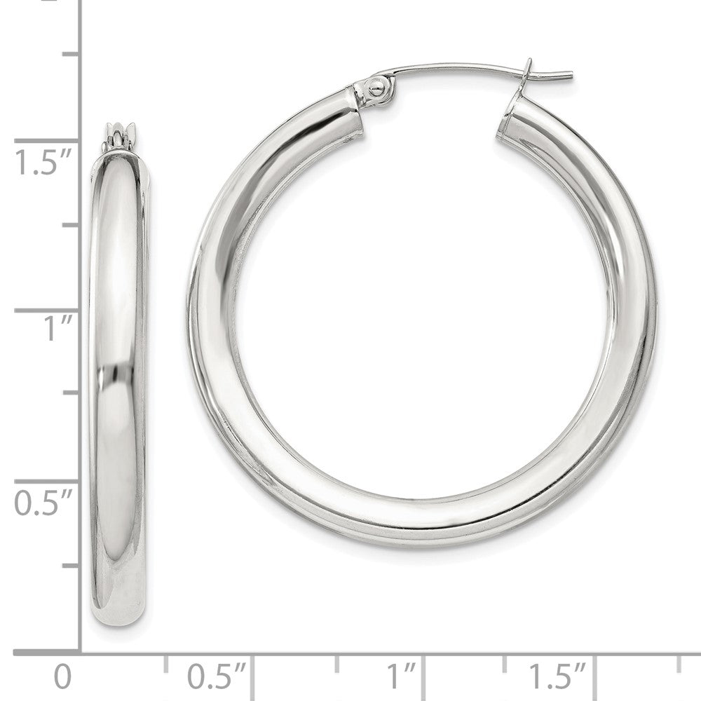 QE816SP Sterling Silver 4mm Round Hoop Earrings