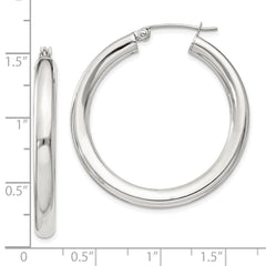 QE816SP Sterling Silver 4mm Round Hoop Earrings