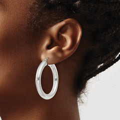 QE820SP Sterling Silver 5mm Round Hoop Earrings