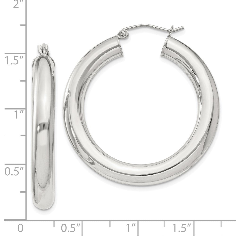 QE820SP Sterling Silver 5mm Round Hoop Earrings