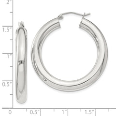 QE820SP Sterling Silver 5mm Round Hoop Earrings