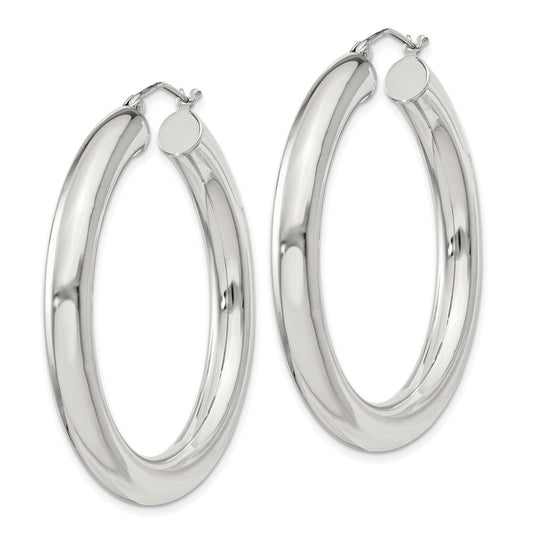 QE821SP Sterling Silver 5mm Round Hoop Earrings