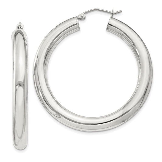 QE821SP Sterling Silver 5mm Round Hoop Earrings