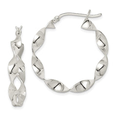 QE8230 Sterling Silver Twisted 4x30mm Hoop Earrings