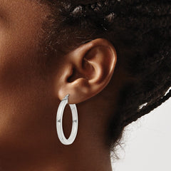 QE825SP Sterling Silver 3x30mm Square Tube Hoop Earrings