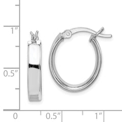 QE8276 Sterling Silver Rhodium-plated Polished 5mm Oval Hoop Earrings