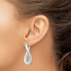 QE8303 Sterling Silver Rhodium-plated Polished Twisted Oval Hoop Earrings