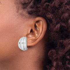 QE8306 Sterling Silver Polished Rhodium Plated Hollow Post Earrings