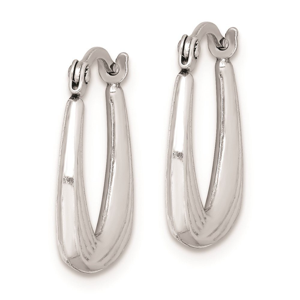 QE8374 Sterling Silver Rhodium Plated Hollow Hoop Earrings