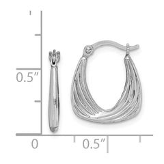 QE8374 Sterling Silver Rhodium Plated Hollow Hoop Earrings