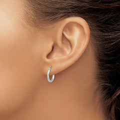 QE8382 Sterling Silver Rhodium Plated Diamond Cut Hoop Earrings