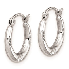 QE8383 Sterling Silver Rhodium Plated Hoop Earrings