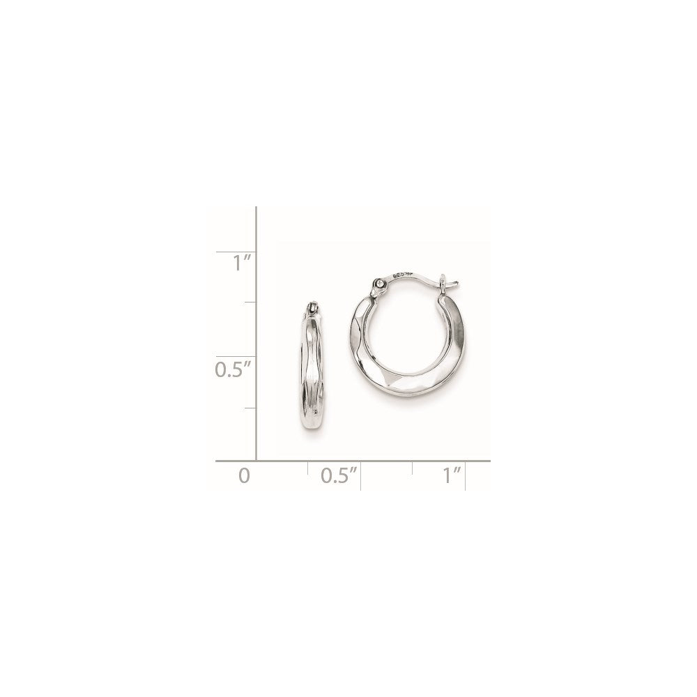 QE8384 Sterling Silver Rhodium Plated Hollow Hoop Earrings