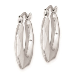 QE8389 Sterling Silver Rhodium-plated Polished Hollow Hoop Earrings