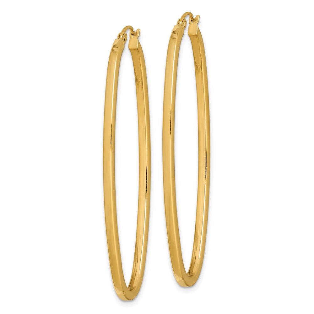 QE8434 Sterling Silver Gold-plated Square Tube 2.5mm Oval Hoop Earrings
