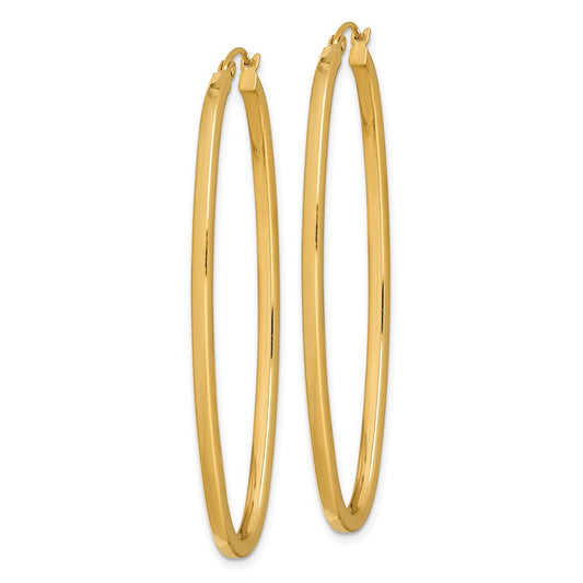 QE8434 Sterling Silver Gold-plated Square Tube 2.5mm Oval Hoop Earrings