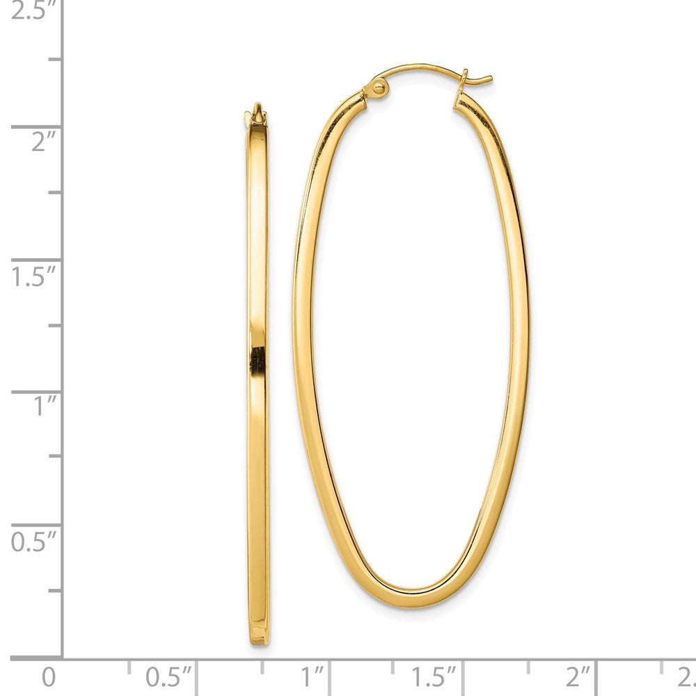 QE8434 Sterling Silver Gold-plated Square Tube 2.5mm Oval Hoop Earrings